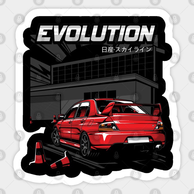 Mitsubishi Evolution Red Sticker by JDMAPEX